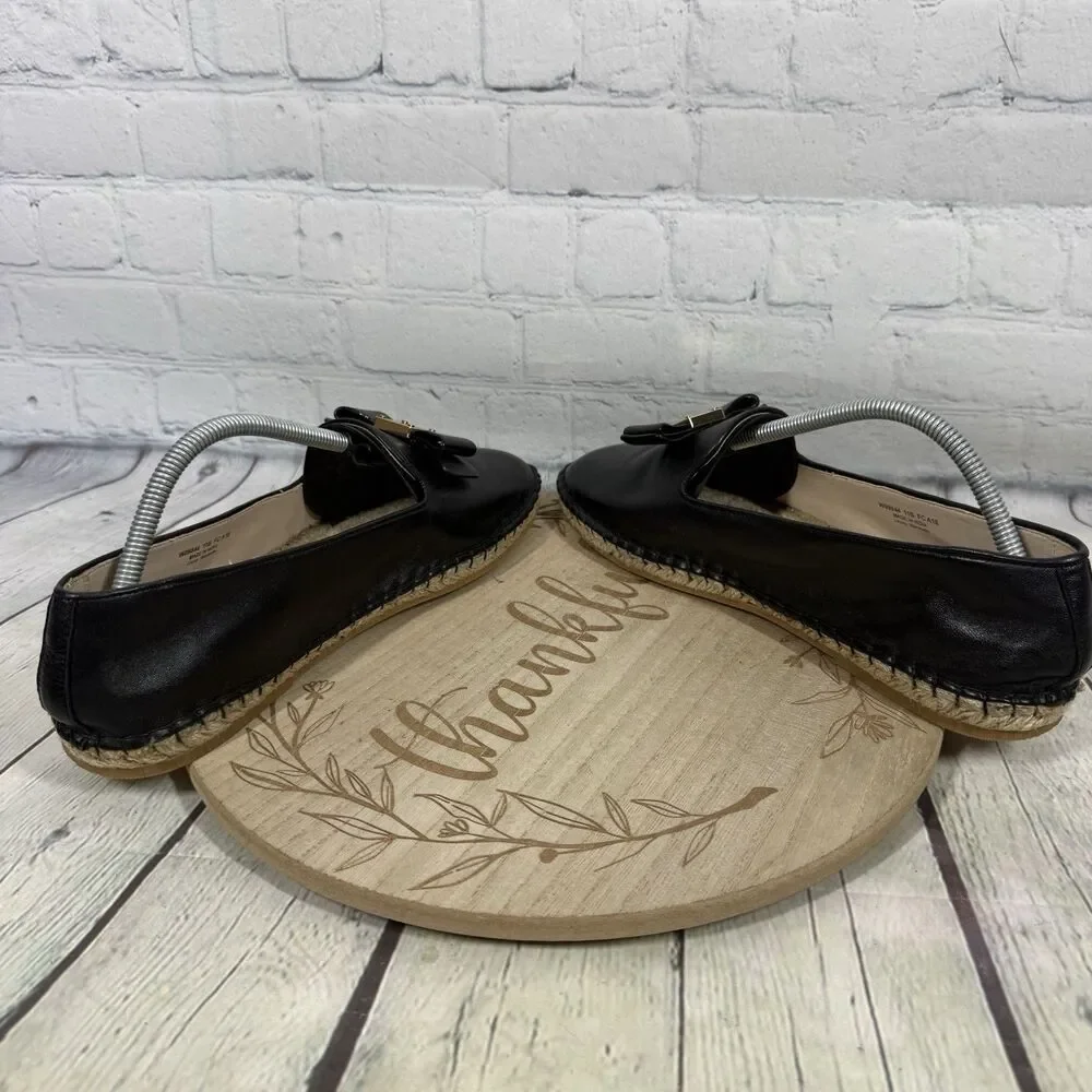 Cole Haan Women’s Black Leather Bow Driving Loafers Espadrille Slip On Size 11